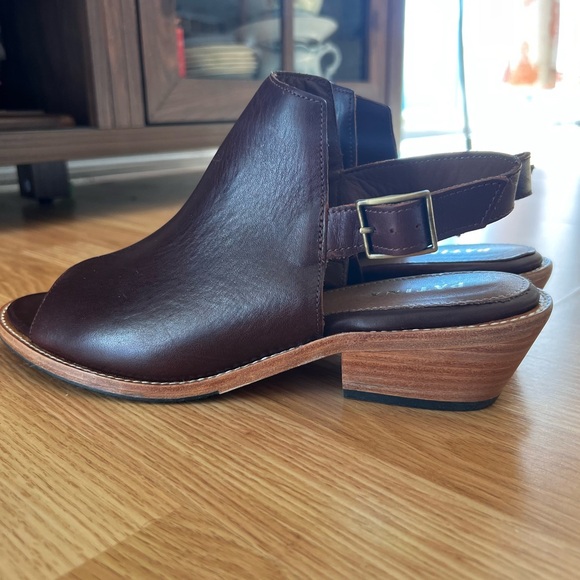 Patina by Portland sling back mule leather sandals mocha brown Sz 9.5 - Picture 3 of 10